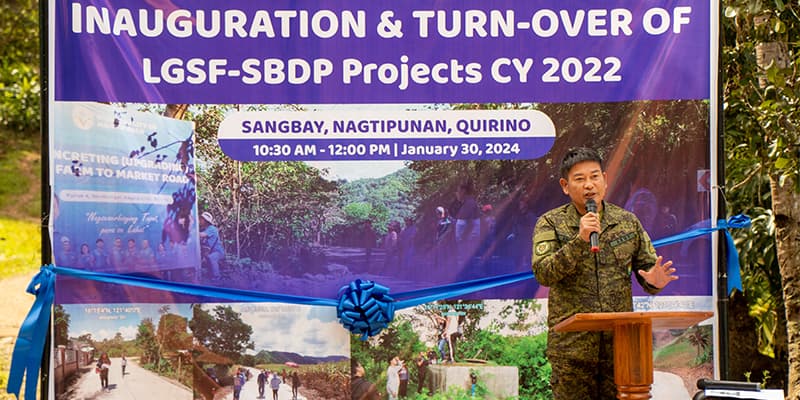 Lt Col Angalao sharing how he has witnessed the significant changes these projects have brought to communities in the provinces of Region 2.